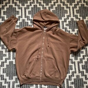 Brandy Melville Brown Zip-Up Hoodie